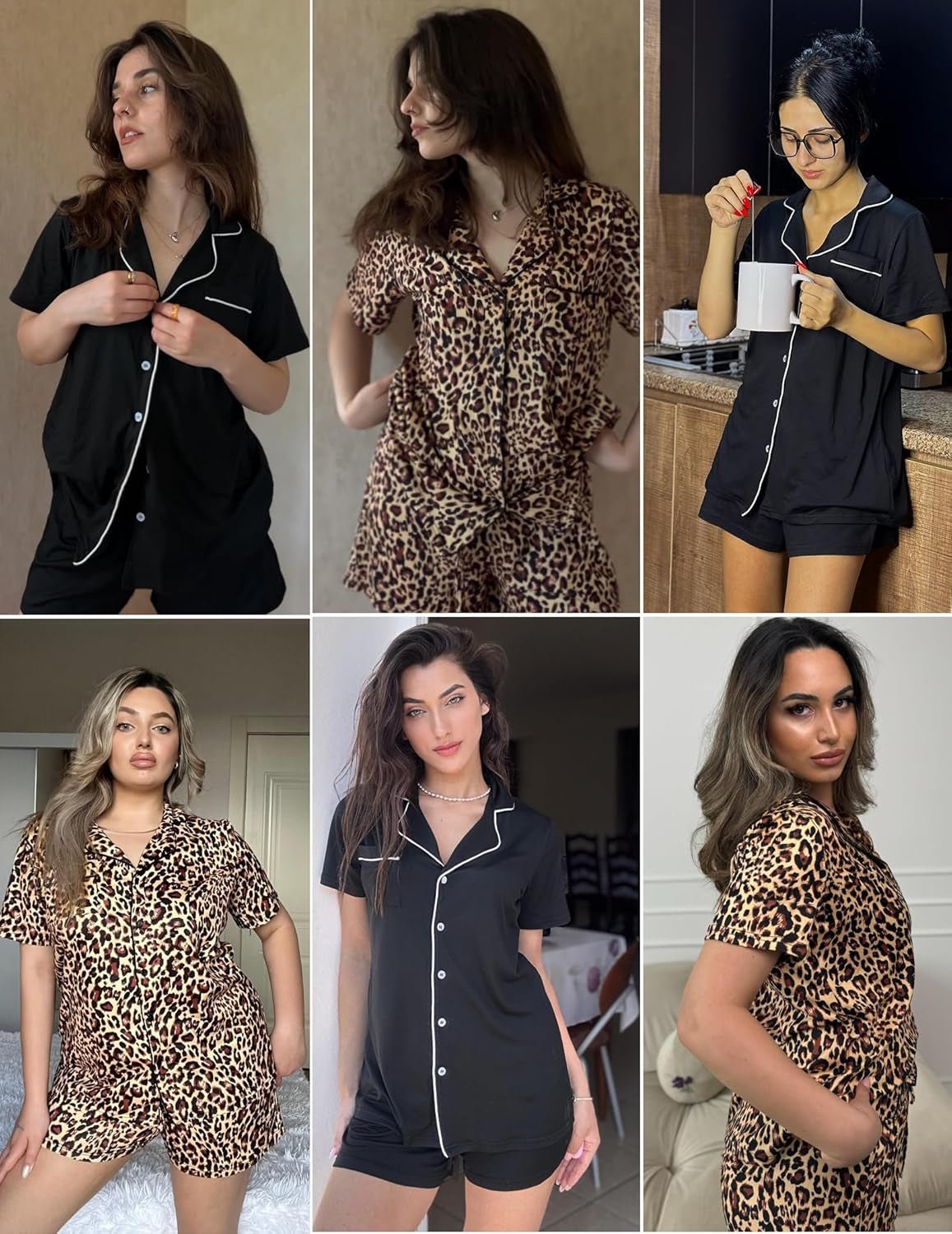 2 Pack Womens Pajamas Set Button down Summer Sleepwear Short Sleeve Comfy Pjs Loungewear Set - Invictus Fashion Statements