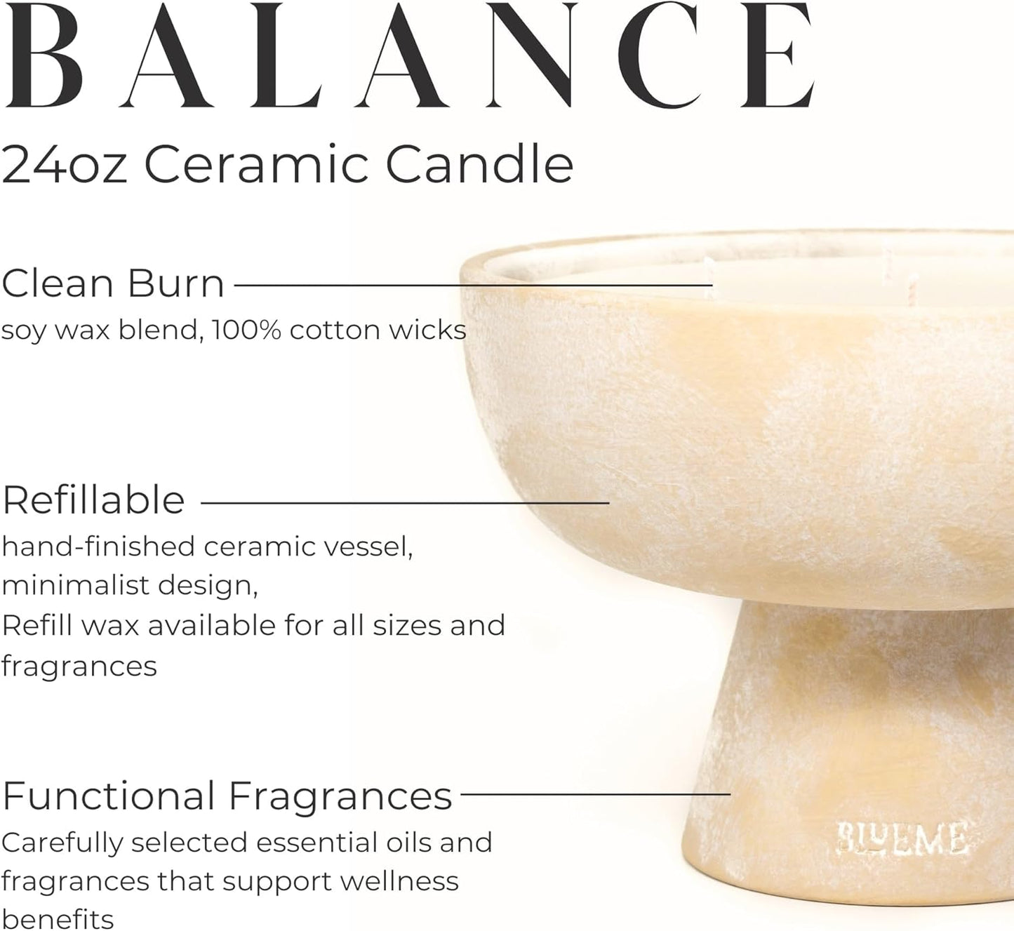 Balance - White Lotus & Tea, Luxury Candle W/Essential Oils, 5 Wick, Hand-Poured Soy, Cotton Wick, Ceramic