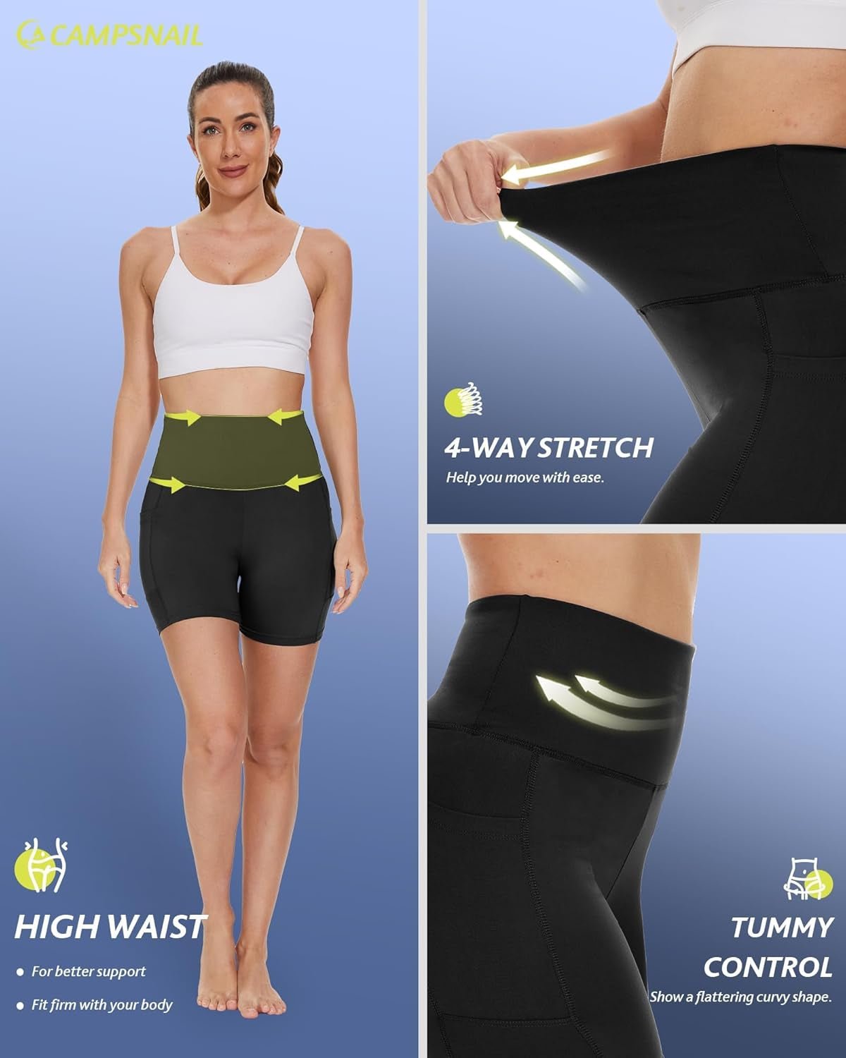 Biker Shorts Women with Pockets - 3"/5"/8" High Waisted Workout Spandex Tummy Control Gym Running Yoga Shorts - Invictus Fashion Statements