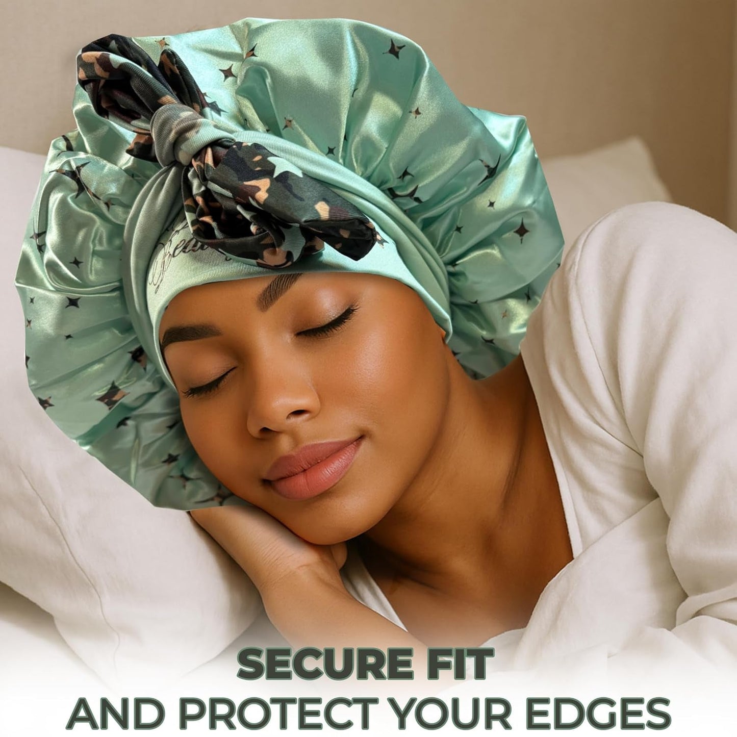 Discover Premium Double Layer Silk Satin Sleeping Bonnets Designed for Hair Protection, Moisture Retention, and All - Night Comfort. Keep Your Hair Healthy and Frizz - Free - Army Green - Invictus Fashion Statements