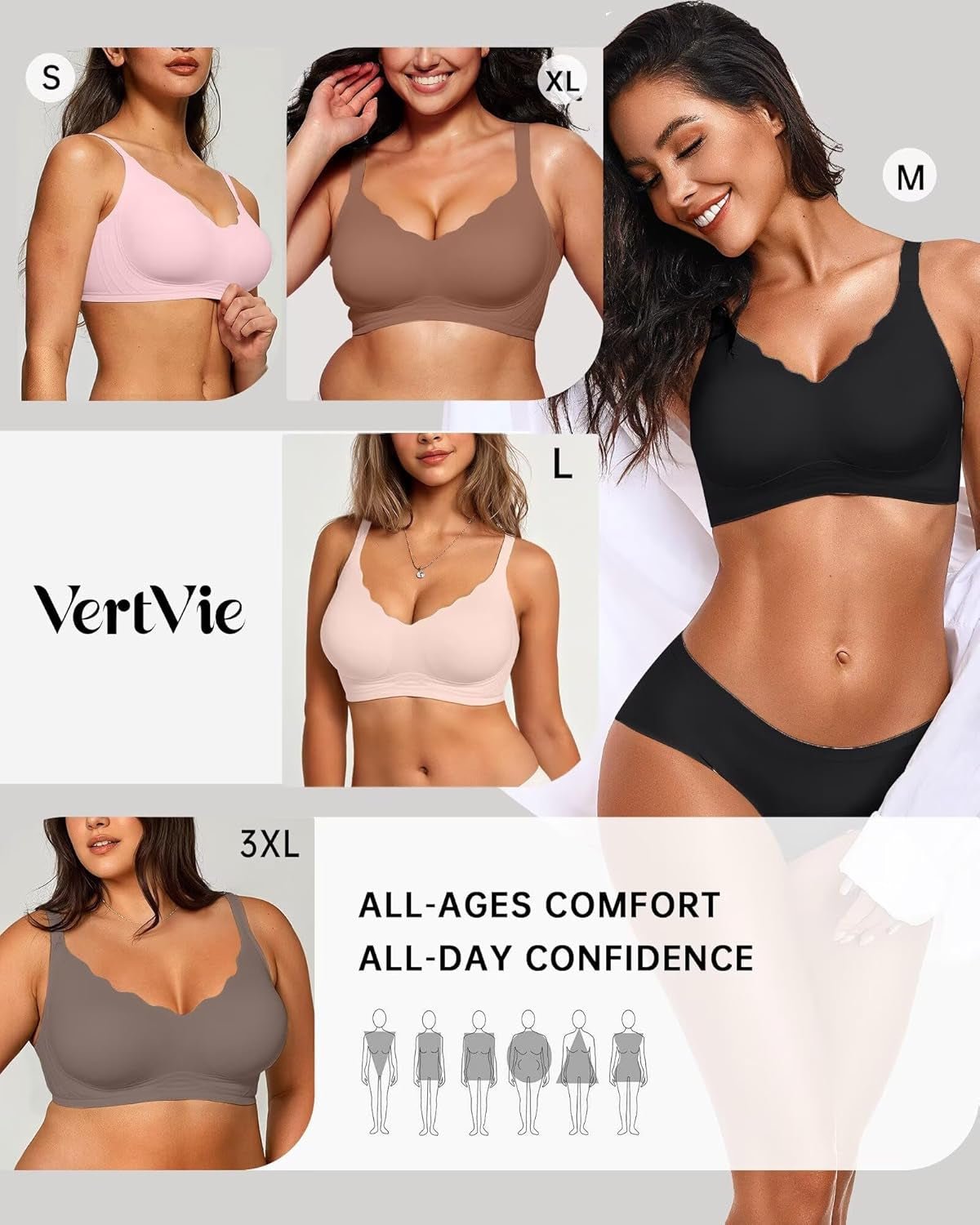 Ultimate Comfort Seamless Wireless Push - Up Bralette - Full Coverage Scalloped T-Shirt Bra for Women - Invictus Fashion Statements