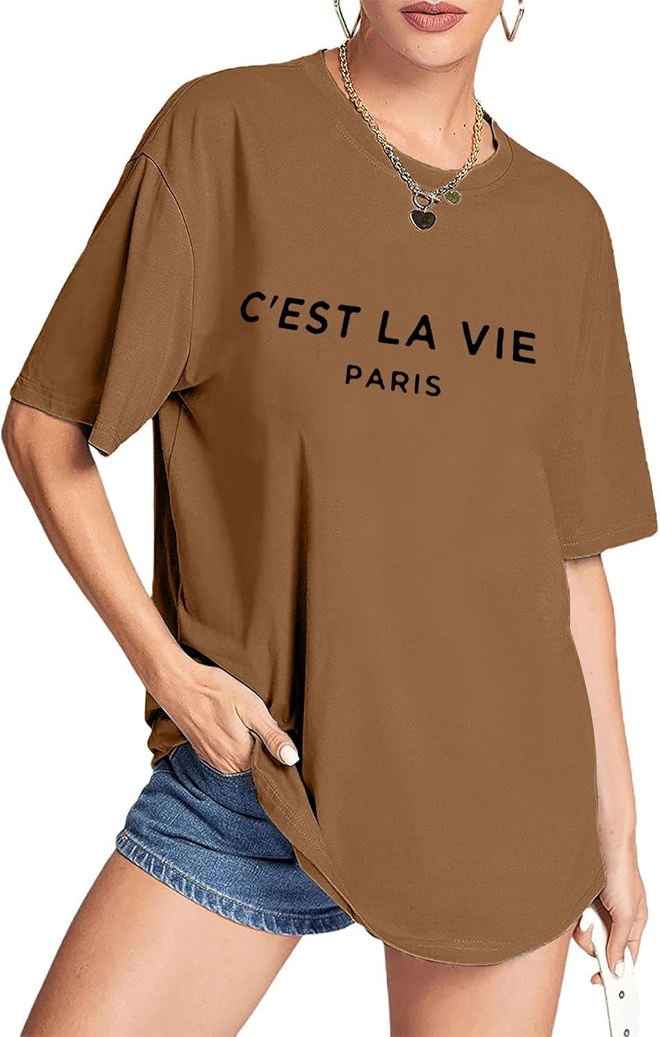 Women'S Casual Short Sleeve Loose Shirt Oversized T-Shirt Trendy Going Out Crew Neck Summer Graphic Tees - Invictus Fashion Statements