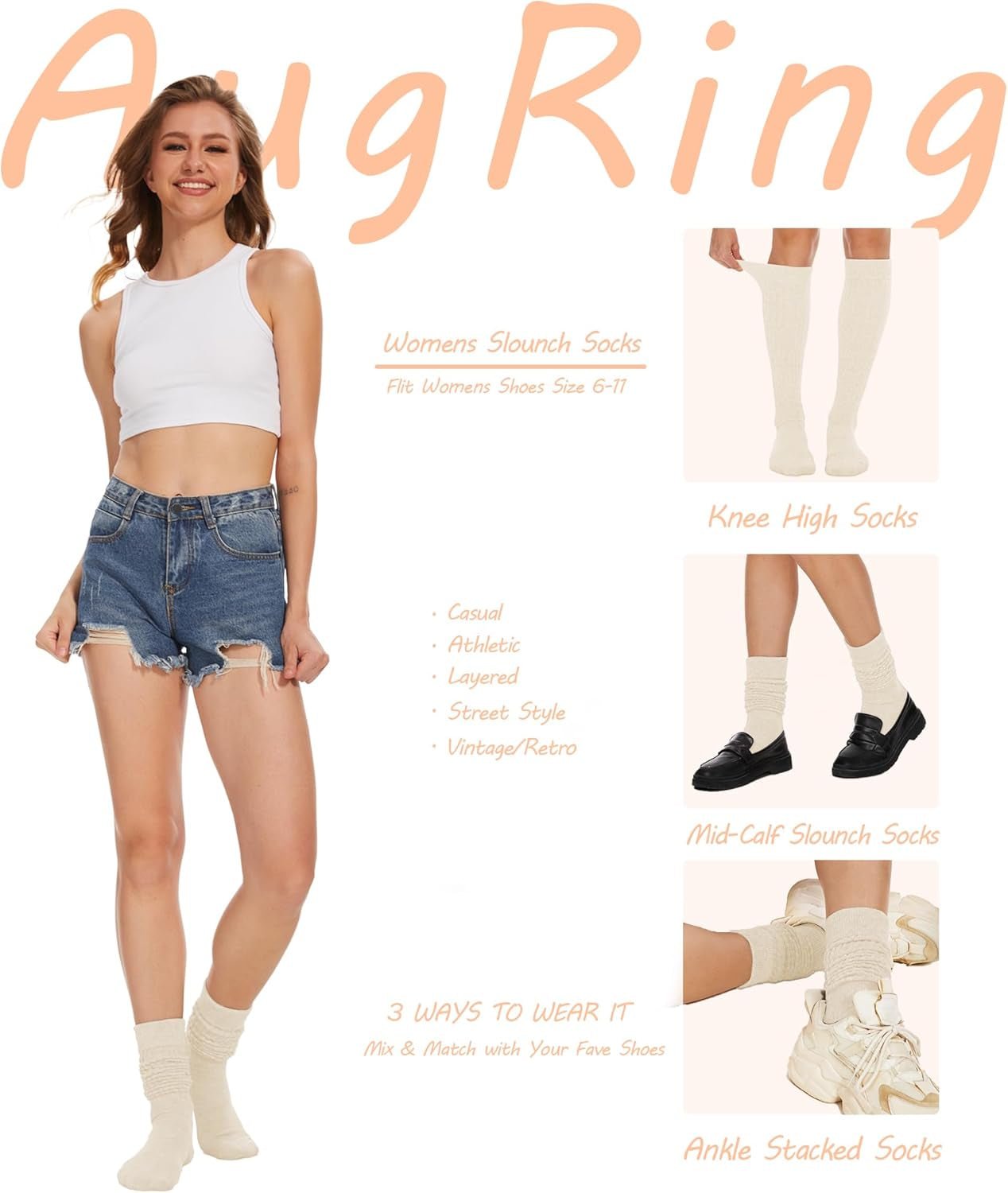 Womens Slouch Scrunch Socks Retro Knee High Soft Stack Chunky Cozy Boot Socks for Women Size 6 - 11 - Invictus Fashion Statements