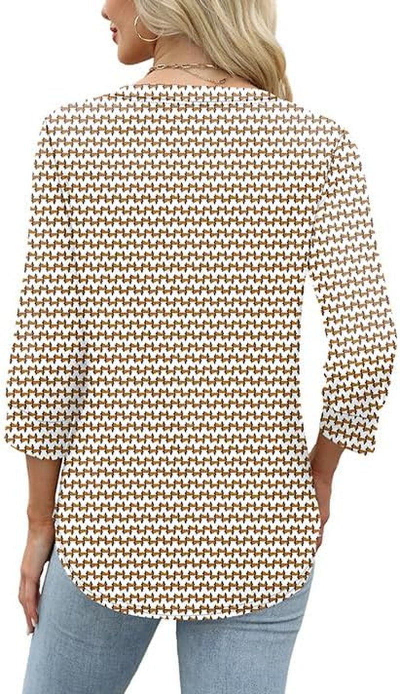 Womens Tops 3/4 Sleeve Henley Shirts for Women Fall Fashion 2025 School Outfits for Teachers - Invictus Fashion Statements