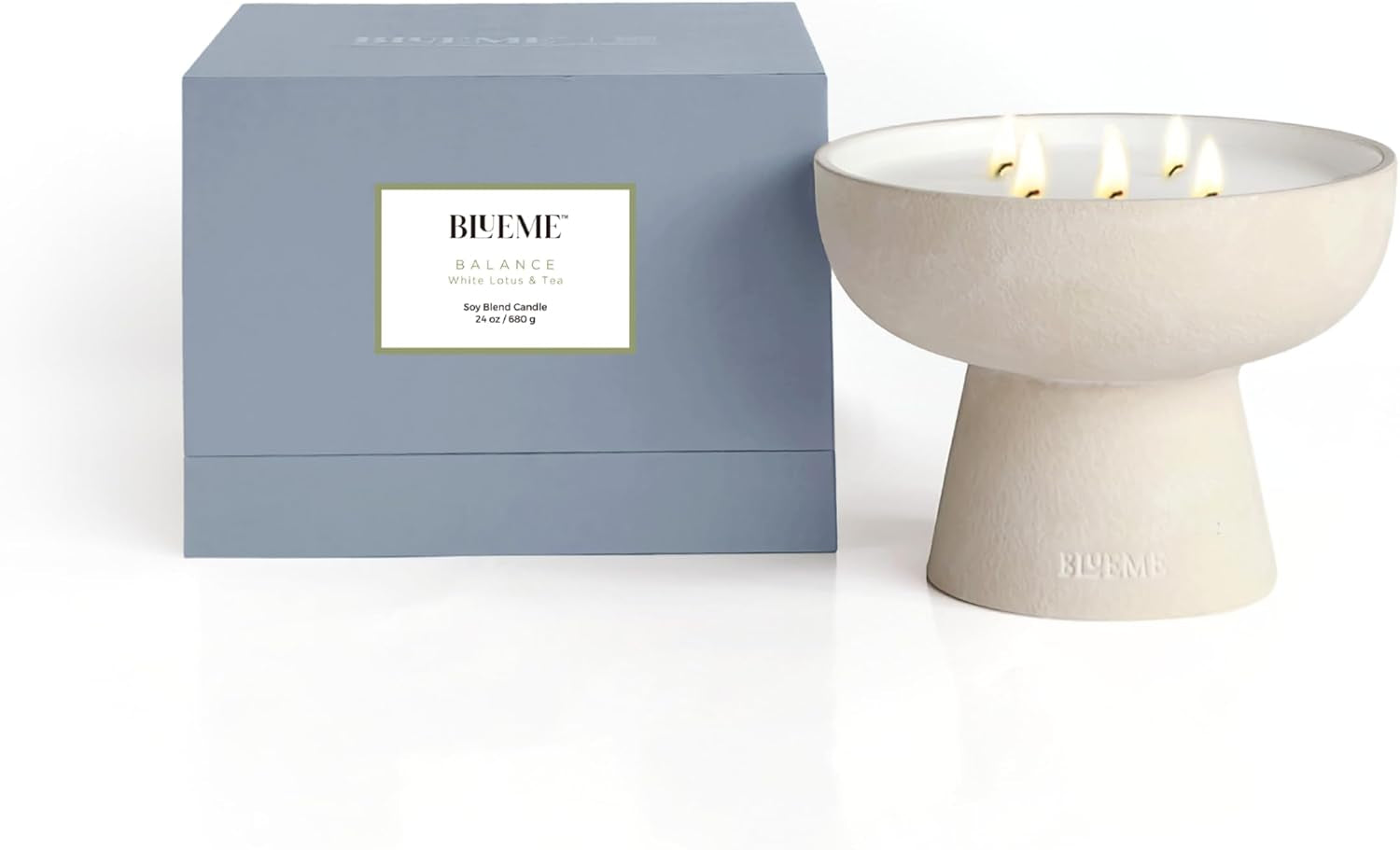 Balance - White Lotus & Tea, Luxury Candle W/Essential Oils, 5 Wick, Hand-Poured Soy, Cotton Wick, Ceramic
