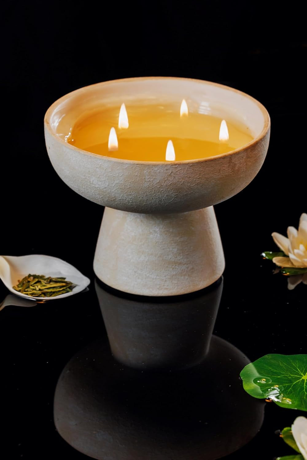 Balance - White Lotus & Tea, Luxury Candle W/Essential Oils, 5 Wick, Hand-Poured Soy, Cotton Wick, Ceramic
