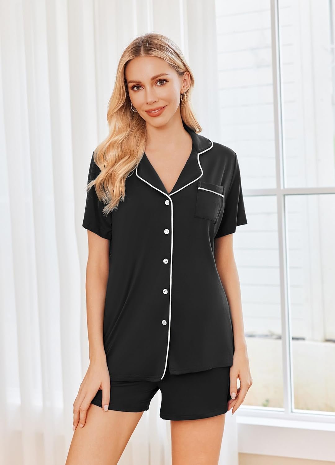 2 Pack Womens Pajamas Set Button down Summer Sleepwear Short Sleeve Comfy Pjs Loungewear Set - Invictus Fashion Statements
