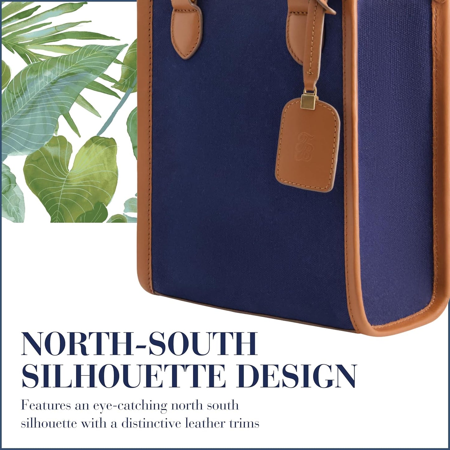 Women'S Tote Bag, North South Travel Purse Handbag with Adjustable Shoulder Strap and Leather Trim