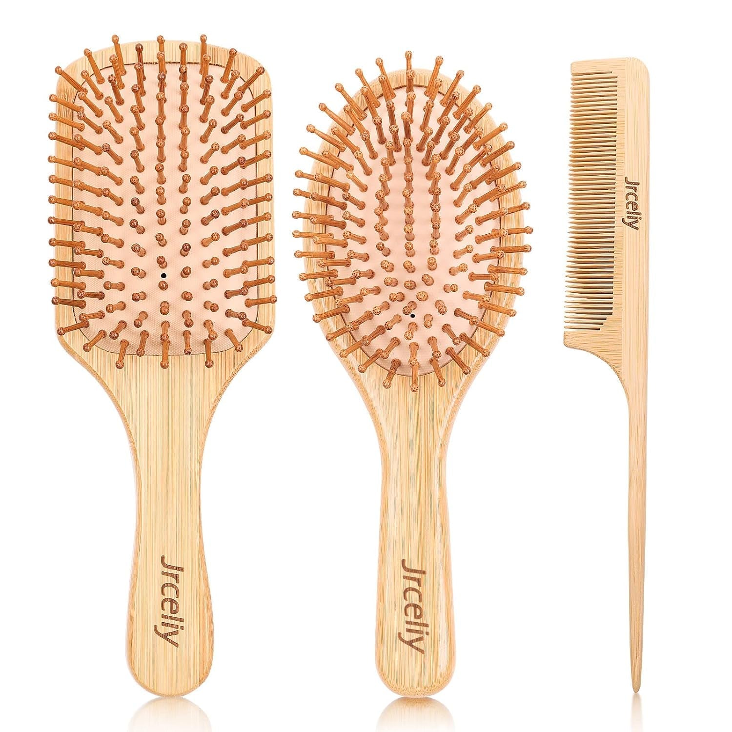 3PCS Bamboo Hair Brush Set,Natural Wooden Brush for Women, Madam, Paddle Detangling Brush for Dry/Curly/Thick/Thin/Straight Hair - Invictus Fashion Statements