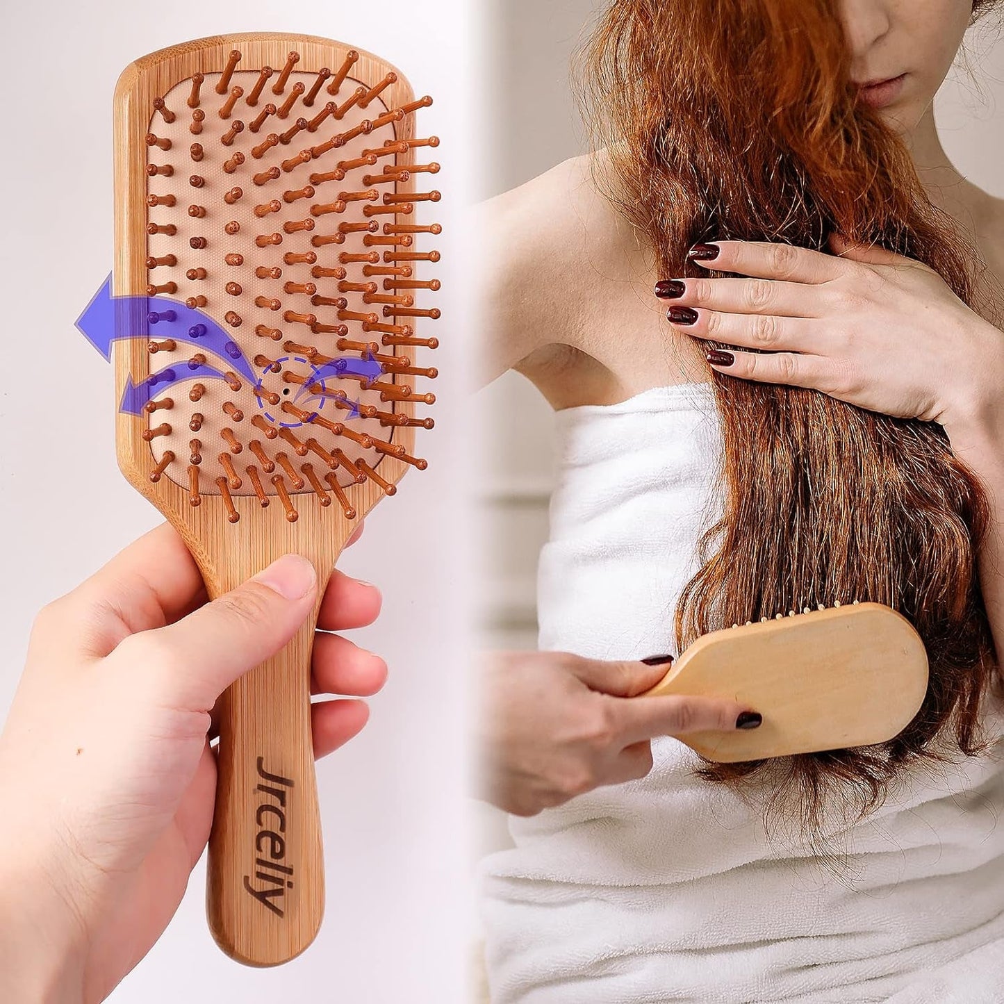 3PCS Bamboo Hair Brush Set,Natural Wooden Brush for Women, Madam, Paddle Detangling Brush for Dry/Curly/Thick/Thin/Straight Hair - Invictus Fashion Statements