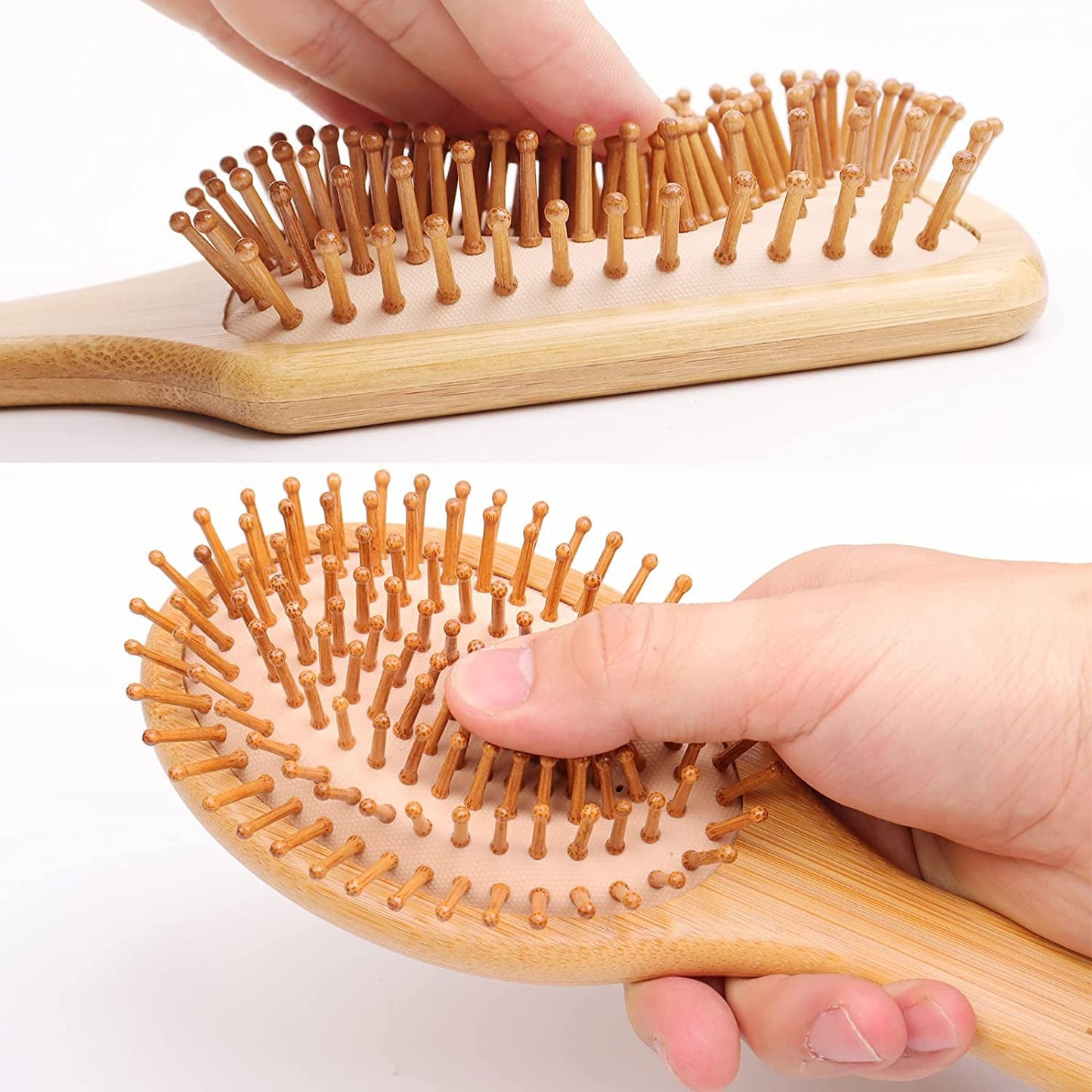 3PCS Bamboo Hair Brush Set,Natural Wooden Brush for Women, Madam, Paddle Detangling Brush for Dry/Curly/Thick/Thin/Straight Hair - Invictus Fashion Statements