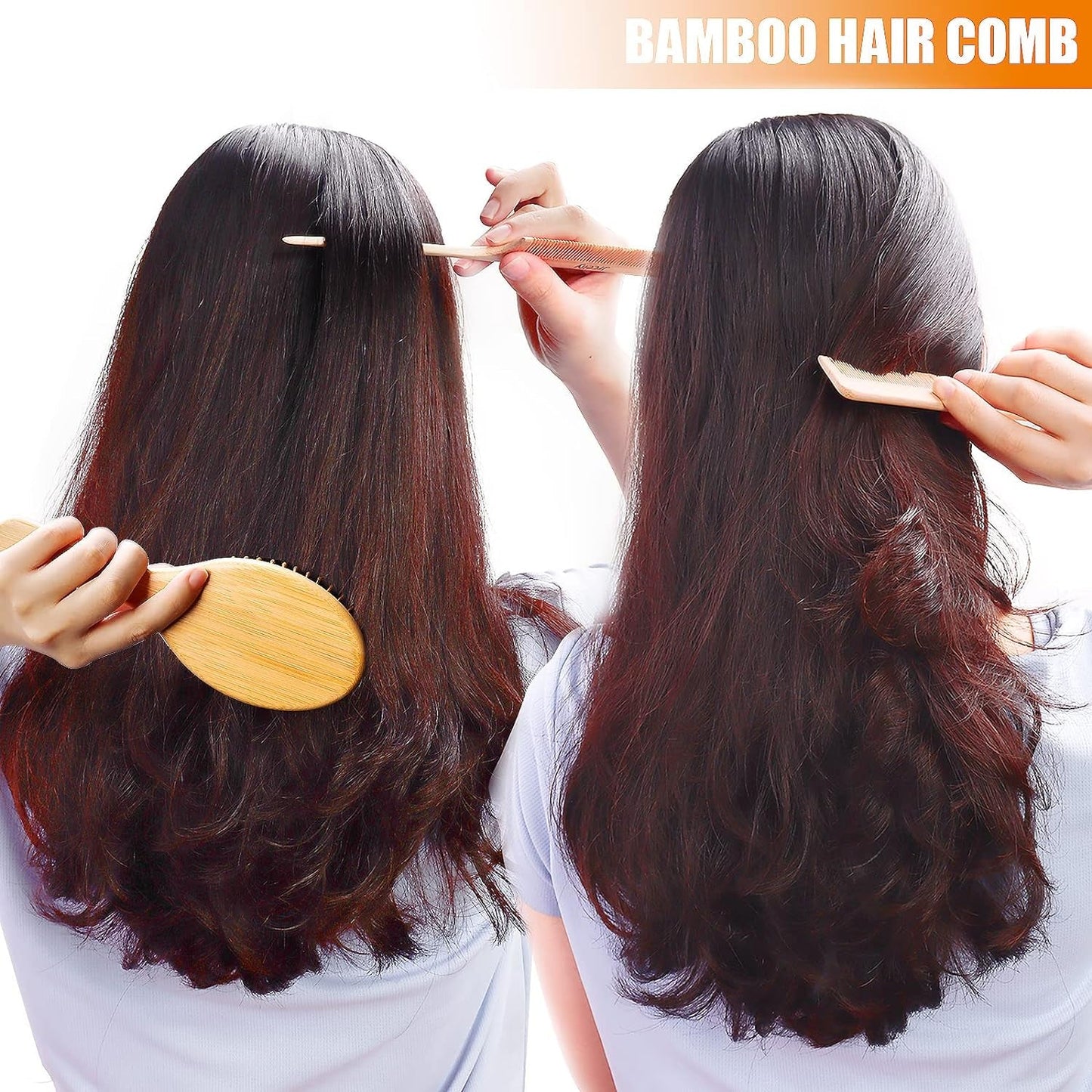 3PCS Bamboo Hair Brush Set,Natural Wooden Brush for Women, Madam, Paddle Detangling Brush for Dry/Curly/Thick/Thin/Straight Hair - Invictus Fashion Statements