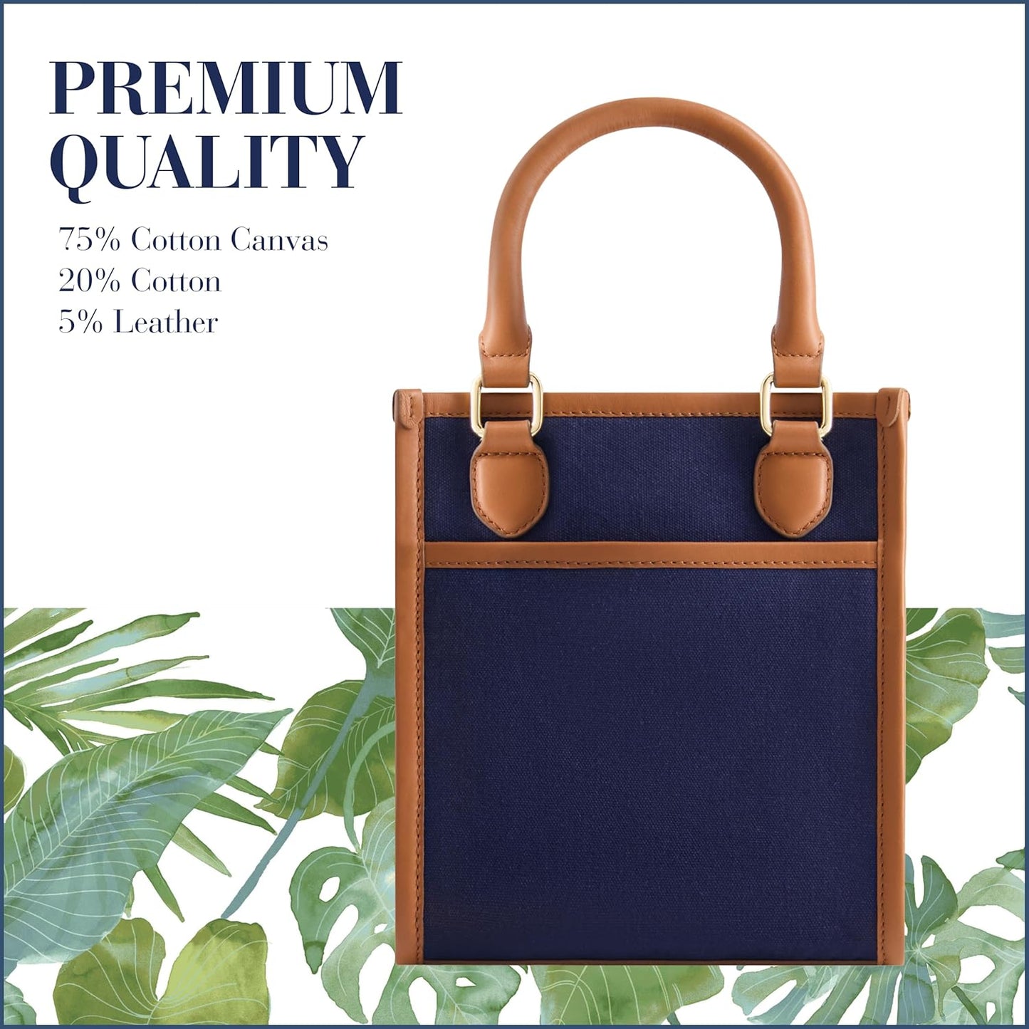 Women'S Tote Bag, North South Travel Purse Handbag with Adjustable Shoulder Strap and Leather Trim