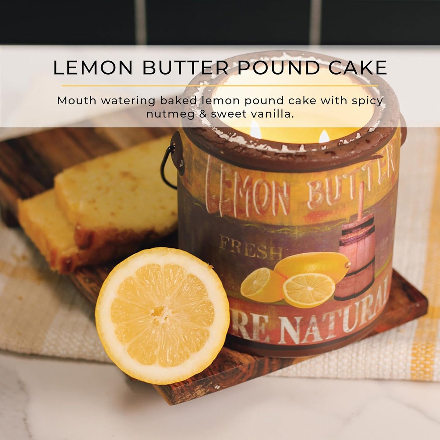 95Hr 20Oz Scented Candle - Lemon Butter - Multi - Wick Glass Candle - Gifts for Men and Women - Invictus Fashion Statements