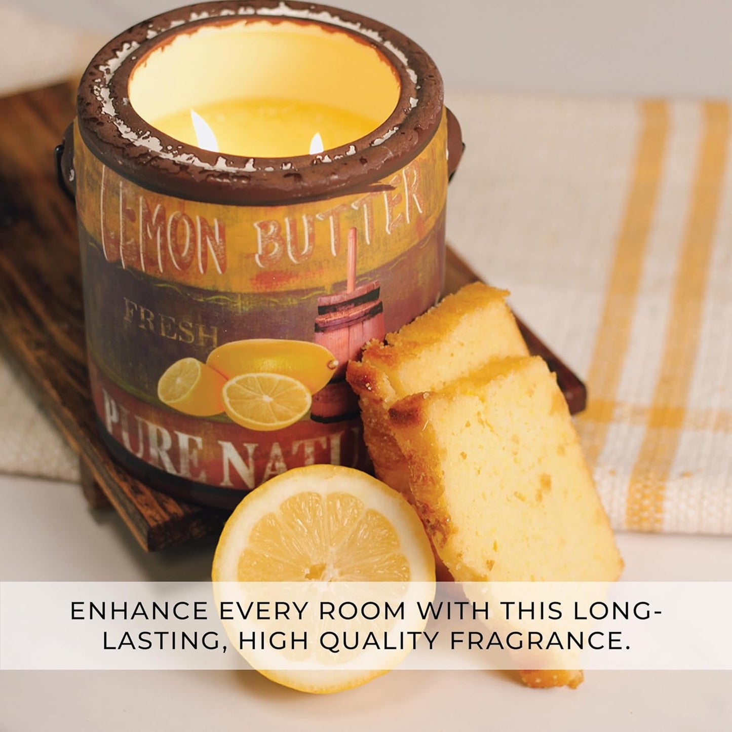 95Hr 20Oz Scented Candle - Lemon Butter - Multi - Wick Glass Candle - Gifts for Men and Women - Invictus Fashion Statements