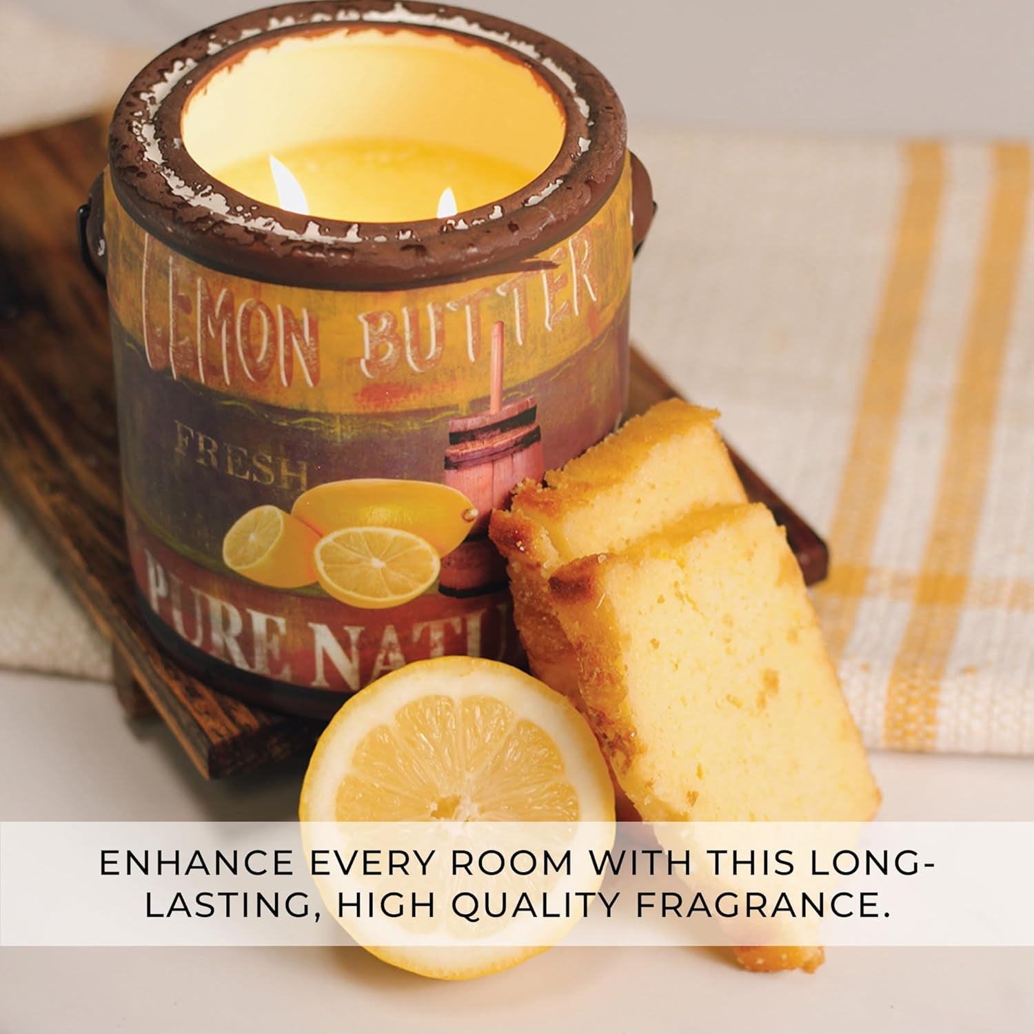 95Hr 20Oz Scented Candle - Lemon Butter - Multi - Wick Glass Candle - Gifts for Men and Women - Invictus Fashion Statements