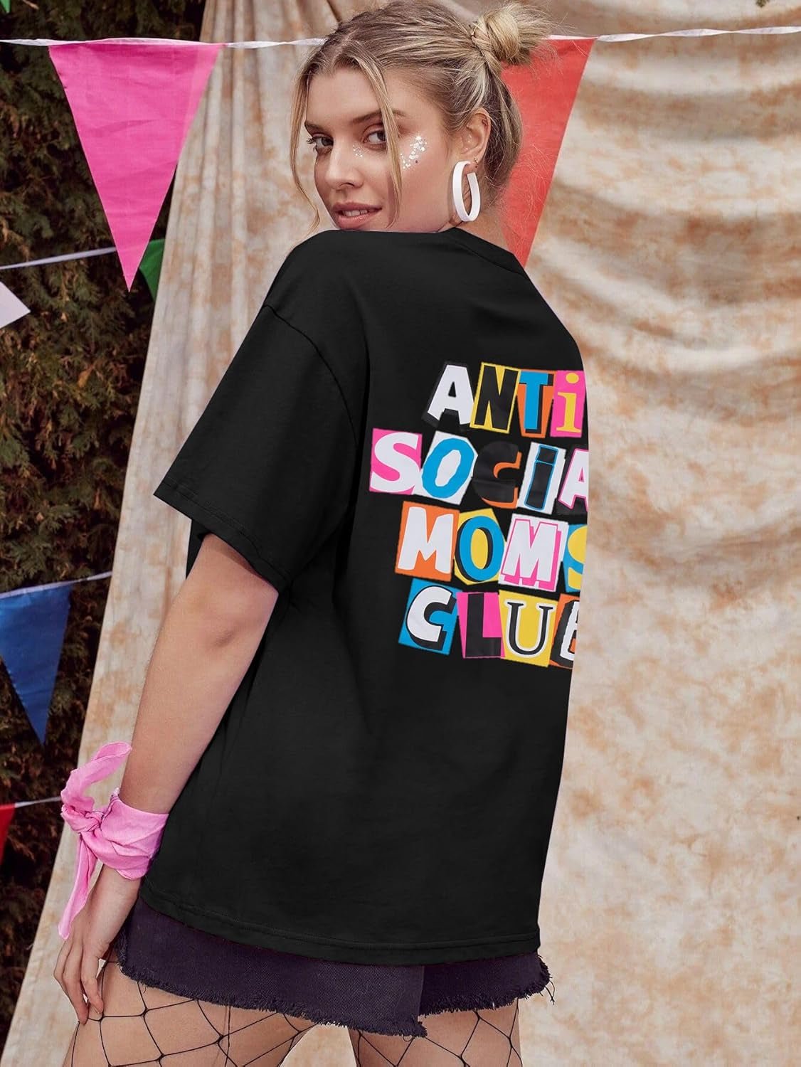 Anti Social Mom Club Shirt Oversized Mama Shirts Funny Mom Life Graphic Tee Casual Short Sleeve Tops - Invictus Fashion Statements