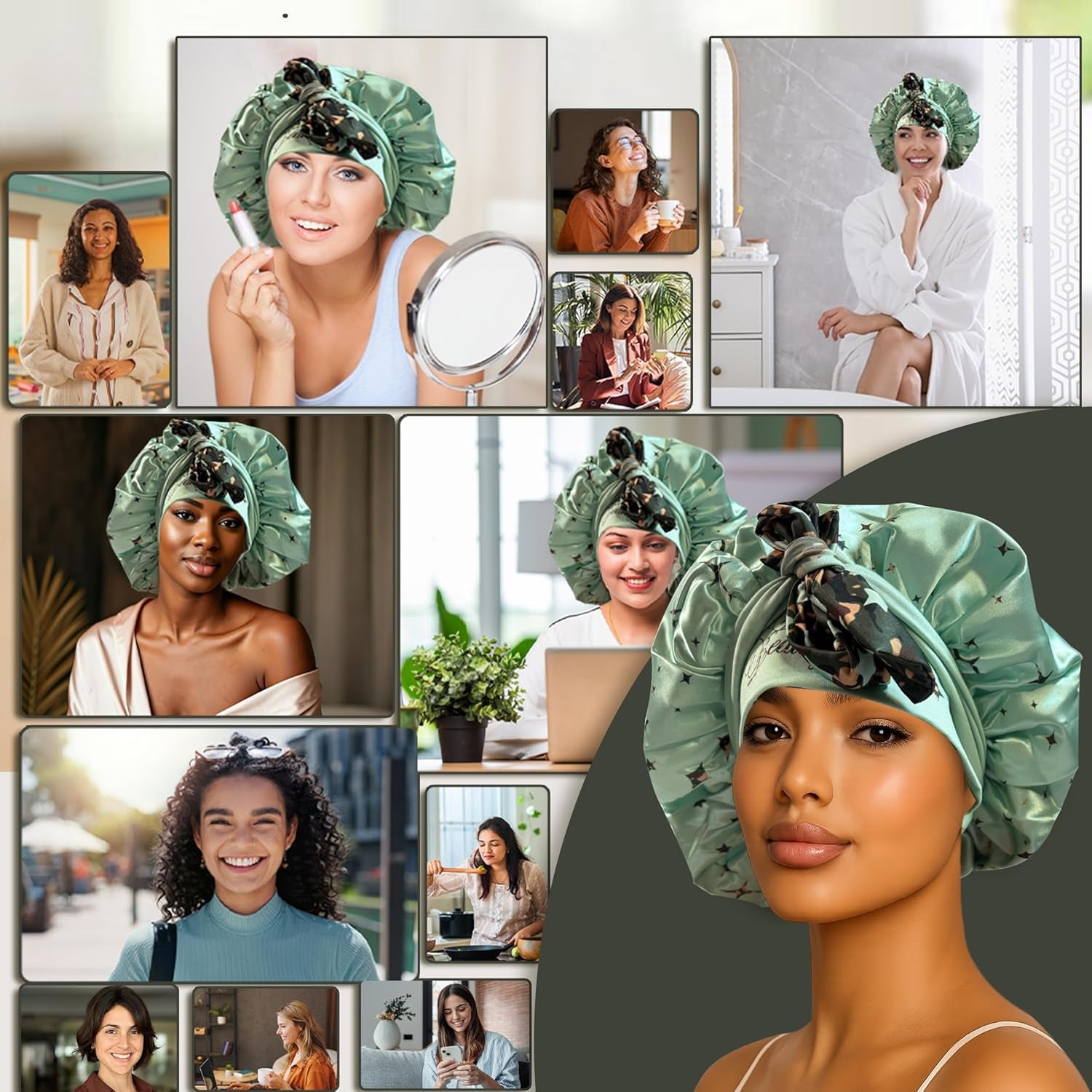 Discover Premium Double Layer Silk Satin Sleeping Bonnets Designed for Hair Protection, Moisture Retention, and All - Night Comfort. Keep Your Hair Healthy and Frizz - Free - Army Green - Invictus Fashion Statements