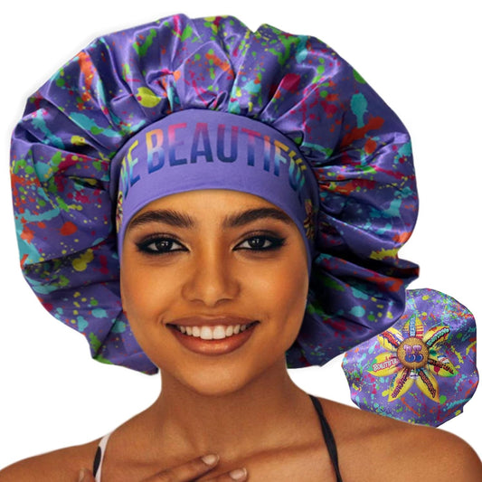 Discover Reversible Premium Double Layer Silk Satin Sleeping Bonnets Designed for Hair Protection, Moisture Retention, and All - Night Comfort. Keep Your Hair Healthy and Frizz - Free - Purple - Invictus Fashion Statements
