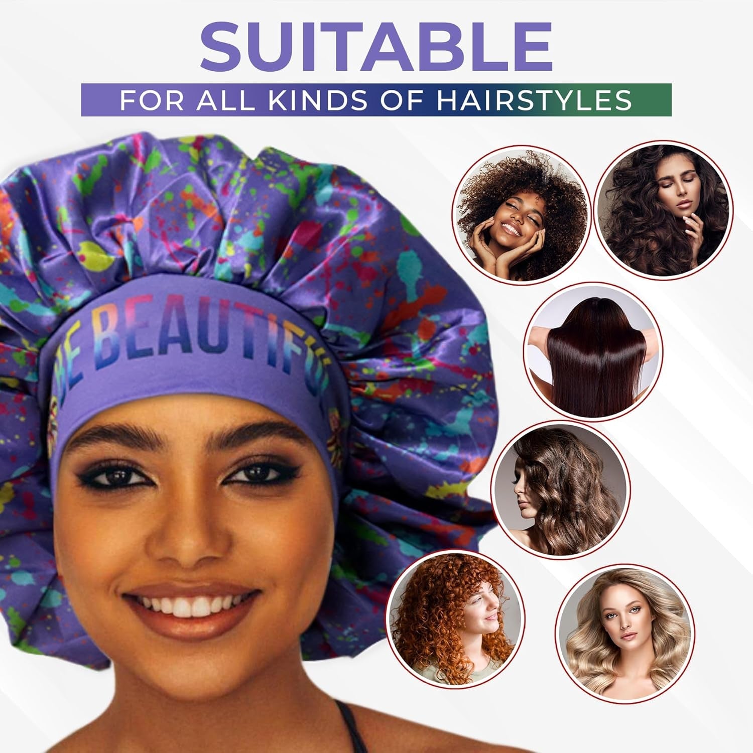 Discover Reversible Premium Double Layer Silk Satin Sleeping Bonnets Designed for Hair Protection, Moisture Retention, and All - Night Comfort. Keep Your Hair Healthy and Frizz - Free - Purple - Invictus Fashion Statements