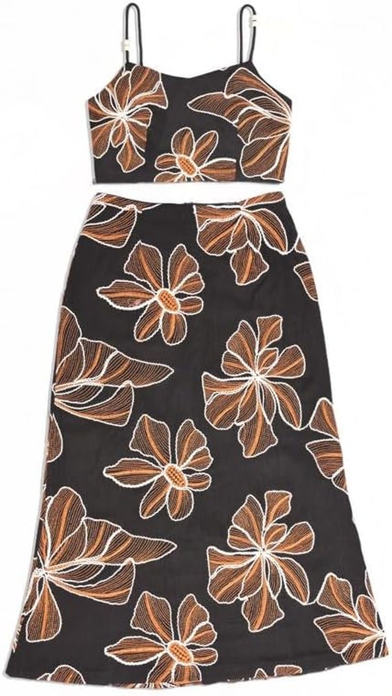 Floral Print Crop Top Maxi Skirt 2 Piece Set Flower Pattern Airport Summer Outfit Women'S Coord Fashion Vacation Dress - Invictus Fashion Statements