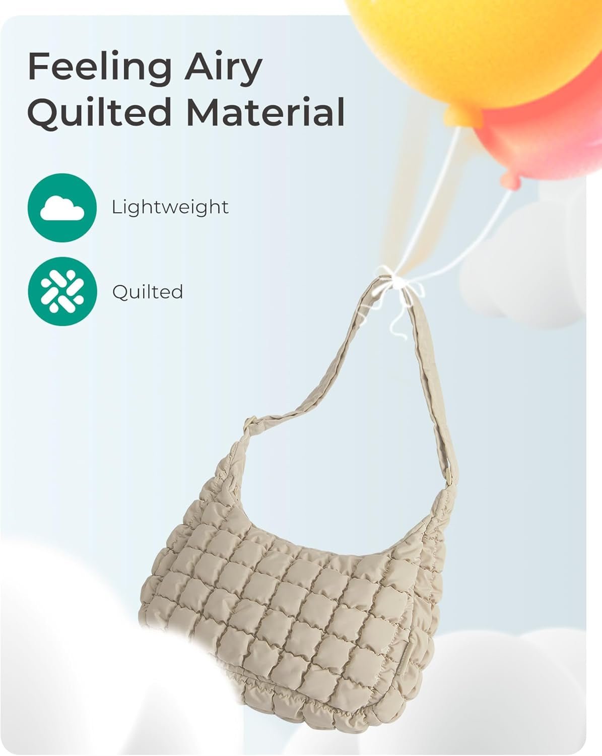 Quilted Crossbody Bag for Women, Puffy Hobo Purse Soft Fluffy Cute Shoulder Handbag for Daily Use, Small/Large - Invictus Fashion Statements