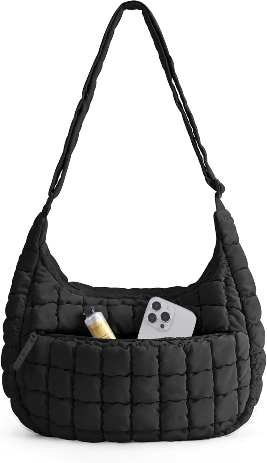 Quilted Crossbody Bag for Women, Puffy Hobo Purse Soft Fluffy Cute Shoulder Handbag for Daily Use, Small/Large - Invictus Fashion Statements