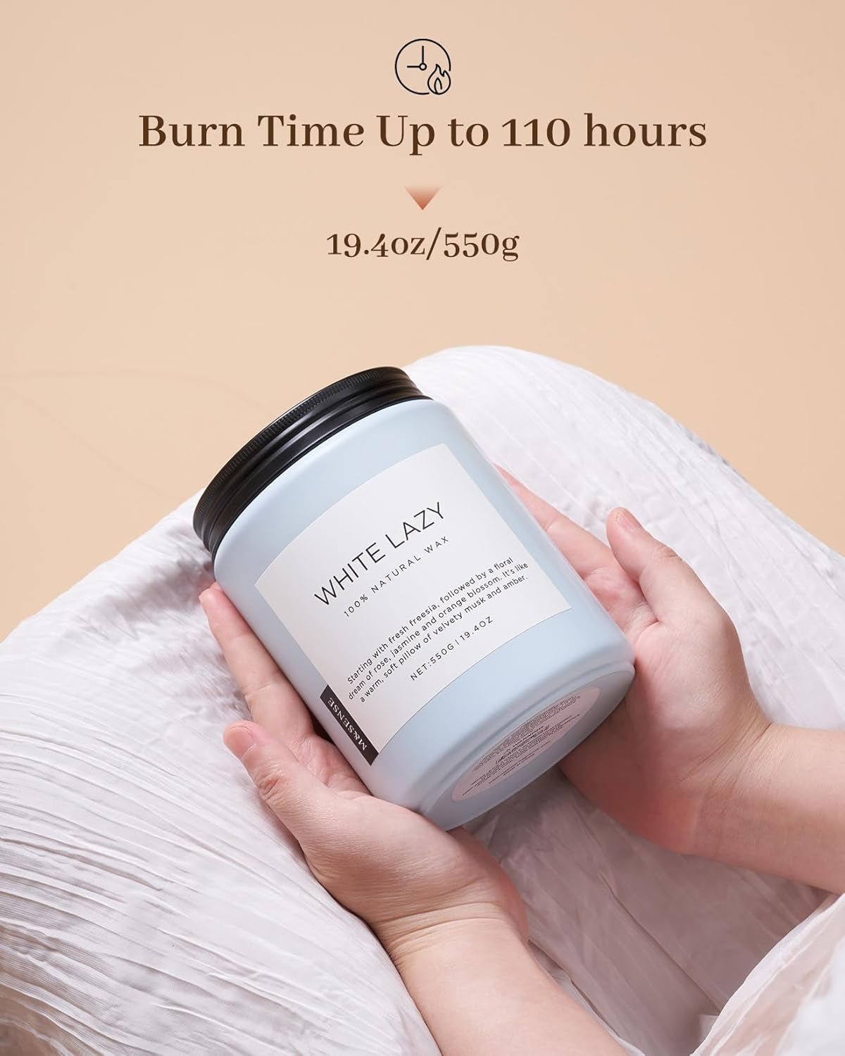 Spring Scented Candle, Jasmine Clean Cotton Soy Wax Large 19.4Oz 110 Hour Long Lasting Burning Non Toxic Organic Natural 2 Wick Relaxing Jar Candle for Women - Invictus Fashion Statements