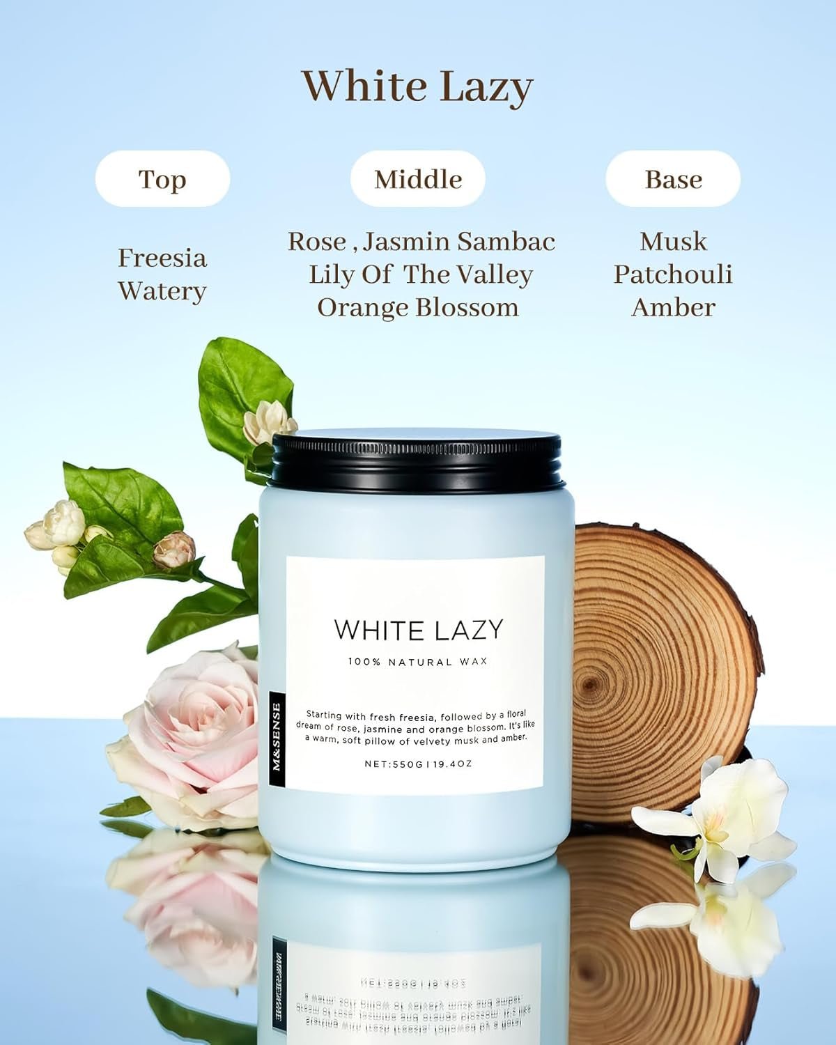 Spring Scented Candle, Jasmine Clean Cotton Soy Wax Large 19.4Oz 110 Hour Long Lasting Burning Non Toxic Organic Natural 2 Wick Relaxing Jar Candle for Women - Invictus Fashion Statements