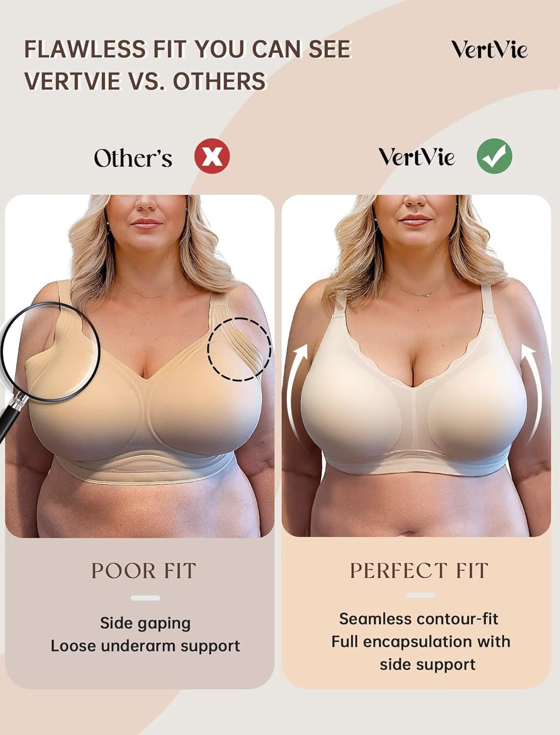 Ultimate Comfort Seamless Wireless Push - Up Bralette - Full Coverage Scalloped T-Shirt Bra for Women - Invictus Fashion Statements