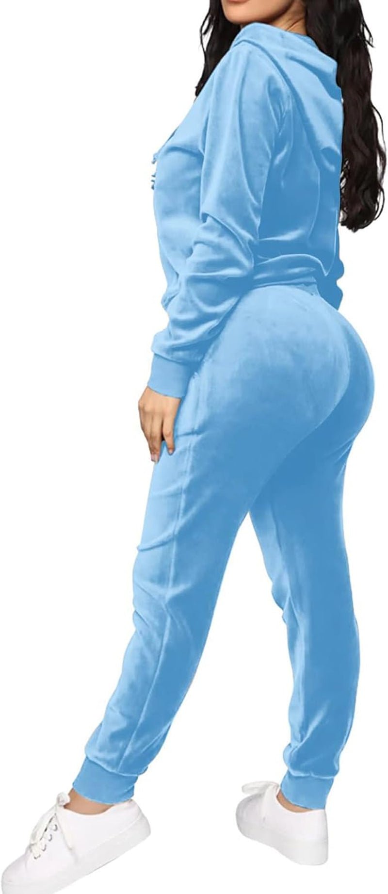 Velour Tracksuit Set Womens Sweatshirt Full Zip Hoodie Sweatsuit and Casual Jogger with Pockets - Invictus Fashion Statements