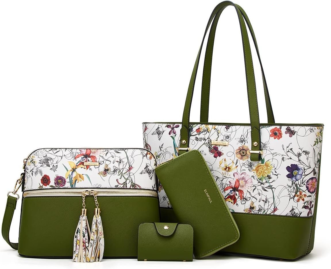 Women Fashion Handbags Wallet Tote Bag Shoulder Bag Top Handle Satchel Purse Set 4Pcs - Invictus Fashion Statements