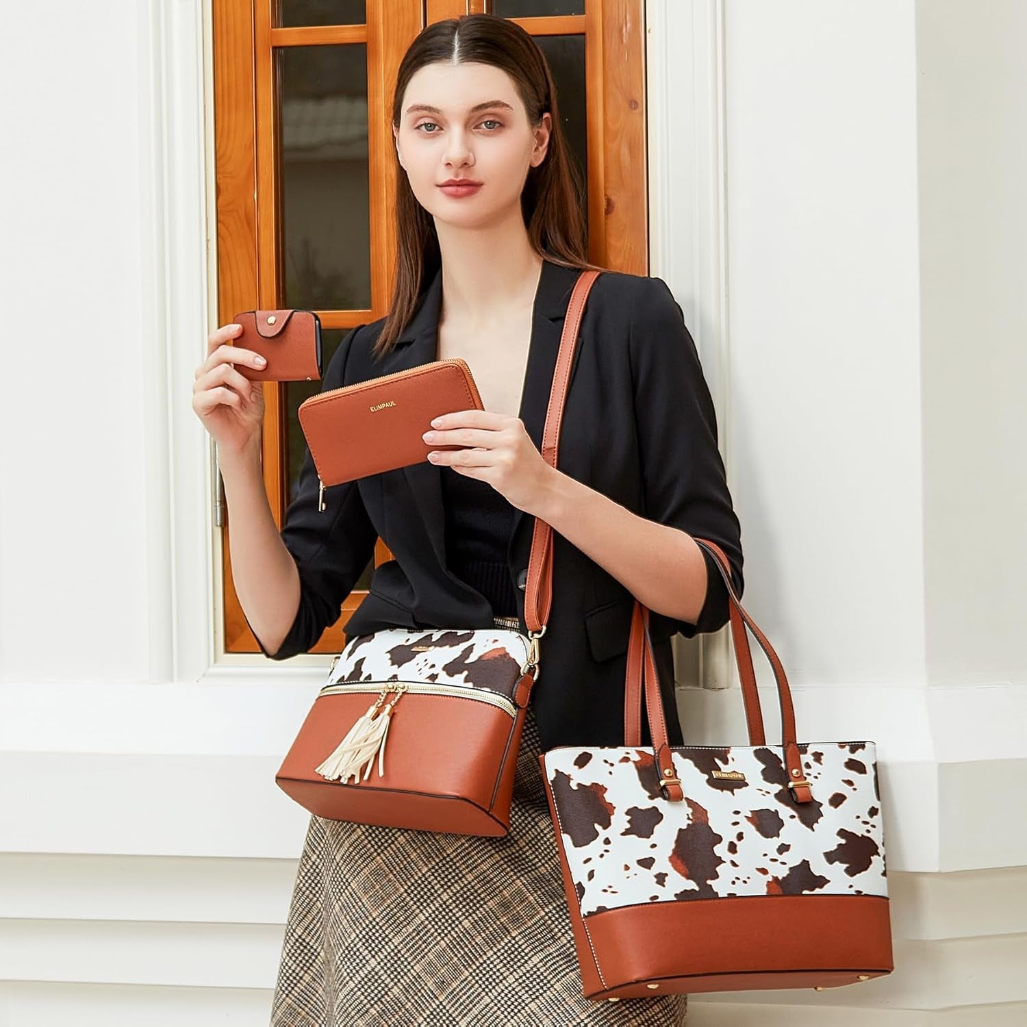 Women Fashion Handbags Wallet Tote Bag Shoulder Bag Top Handle Satchel Purse Set 4Pcs - Invictus Fashion Statements