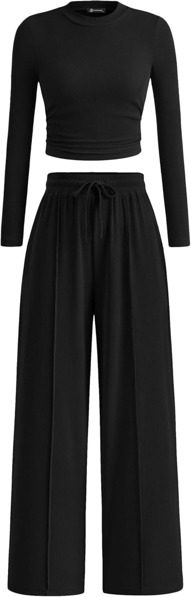 Women'S 2 Piece Sets 2025 Fall Long Sleeve Crop Tops Wide Leg Pants Matching Outfit Tracksuits Fashion Clothing - Invictus Fashion Statements