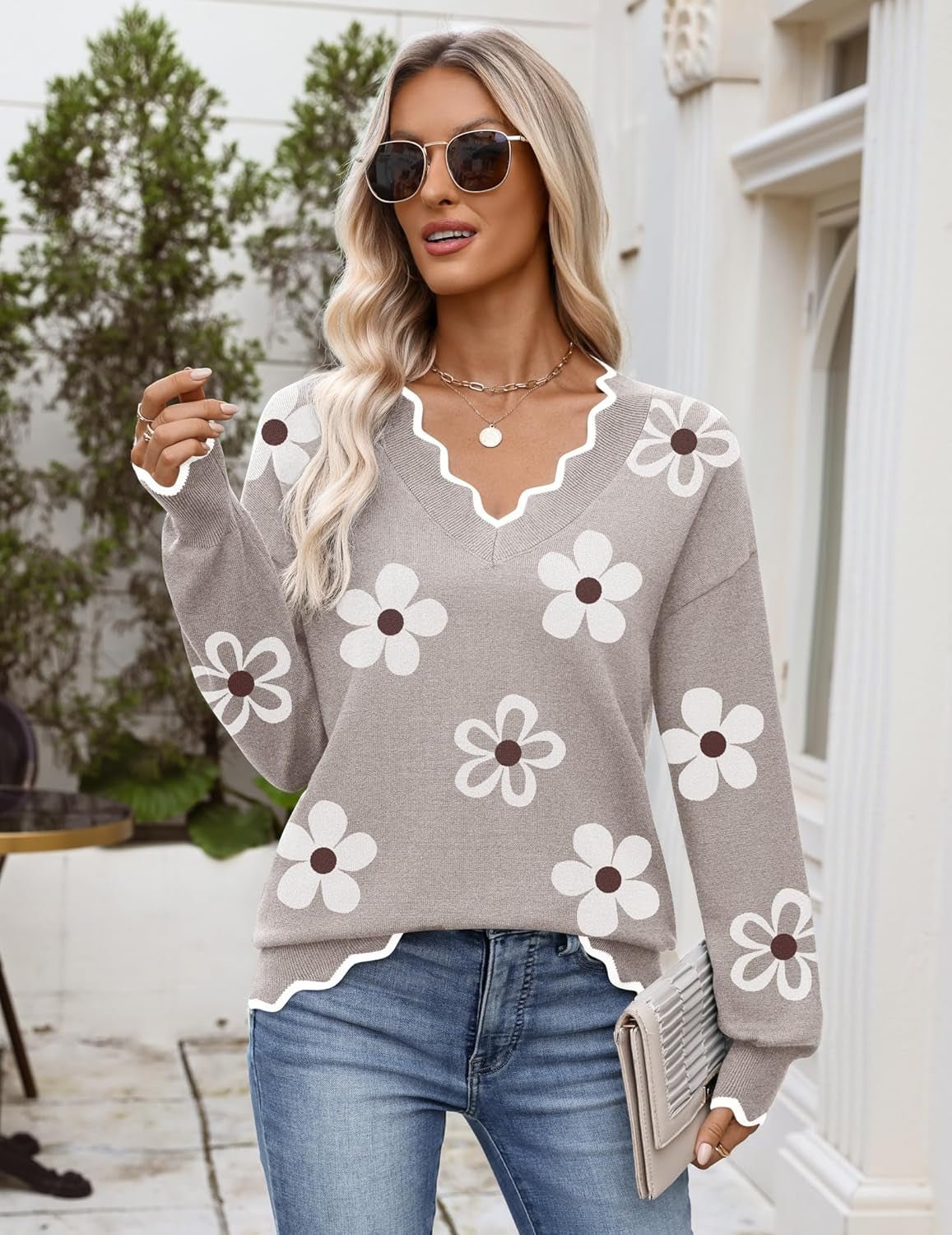 Women'S 2025 Fall V Neck Sweater Casual Long Sleeve Lightweight Ribbed Knit Pullover Sweaters Dressy Casual Tops - Invictus Fashion Statements