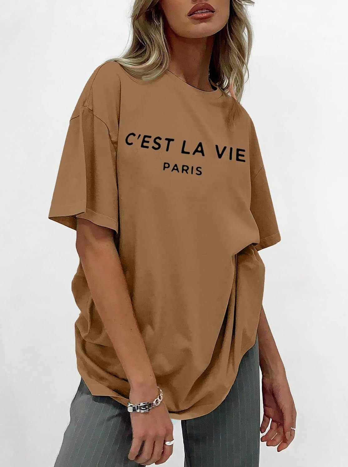 Women'S Casual Short Sleeve Loose Shirt Oversized T-Shirt Trendy Going Out Crew Neck Summer Graphic Tees - Invictus Fashion Statements