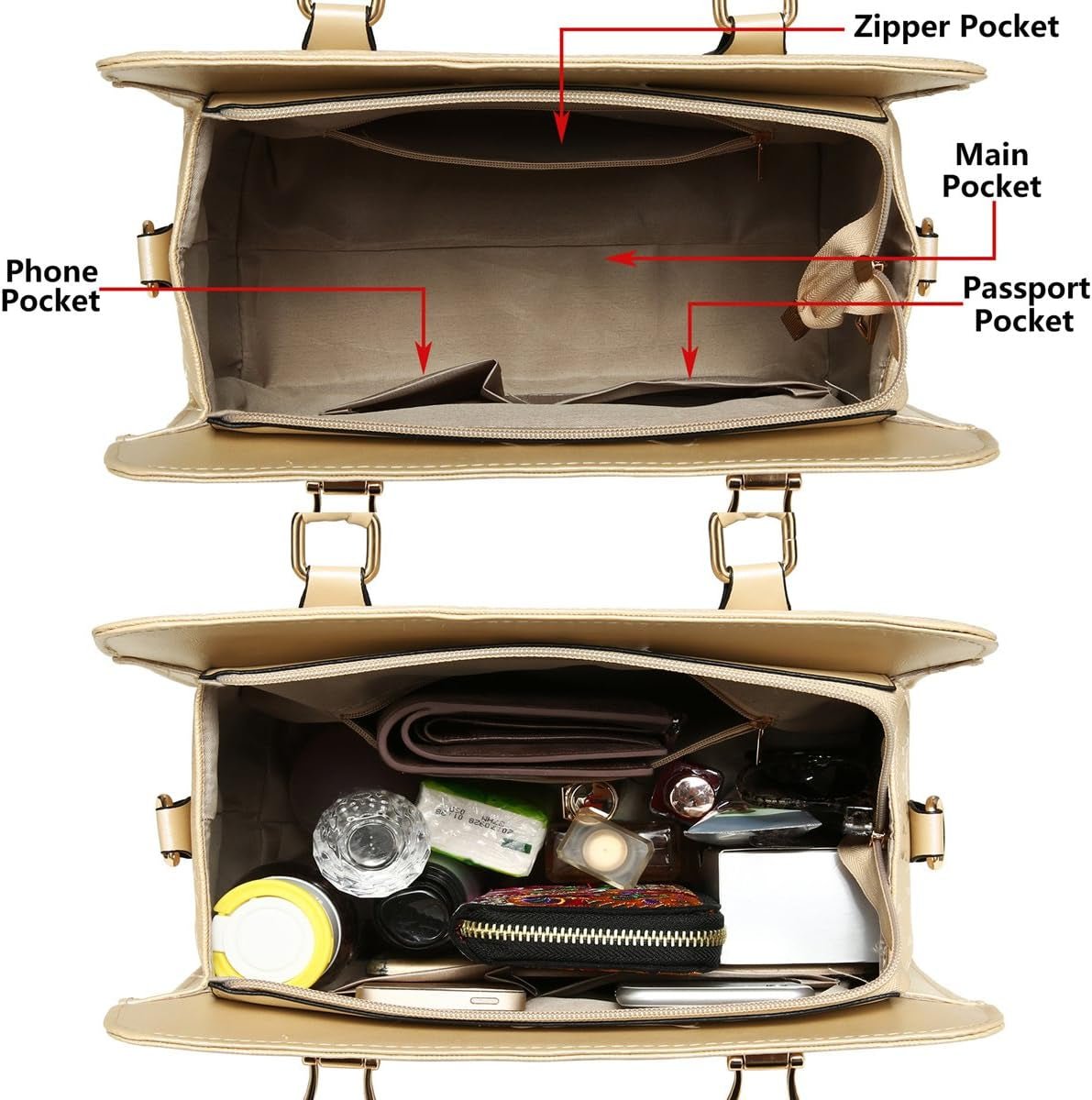 Women'S Fashion Handbags Tote Bags Shoulder Bag Top Handle Satchel Purse Set 4Pcs - Invictus Fashion Statements