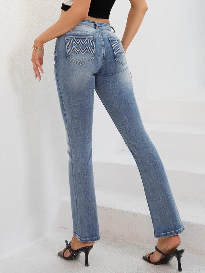 Women'S Jeans 90S Mid Rise Bootcut High Stretch Boot Cut Denim Pants Pantalones De Mujer - Invictus Fashion Statements