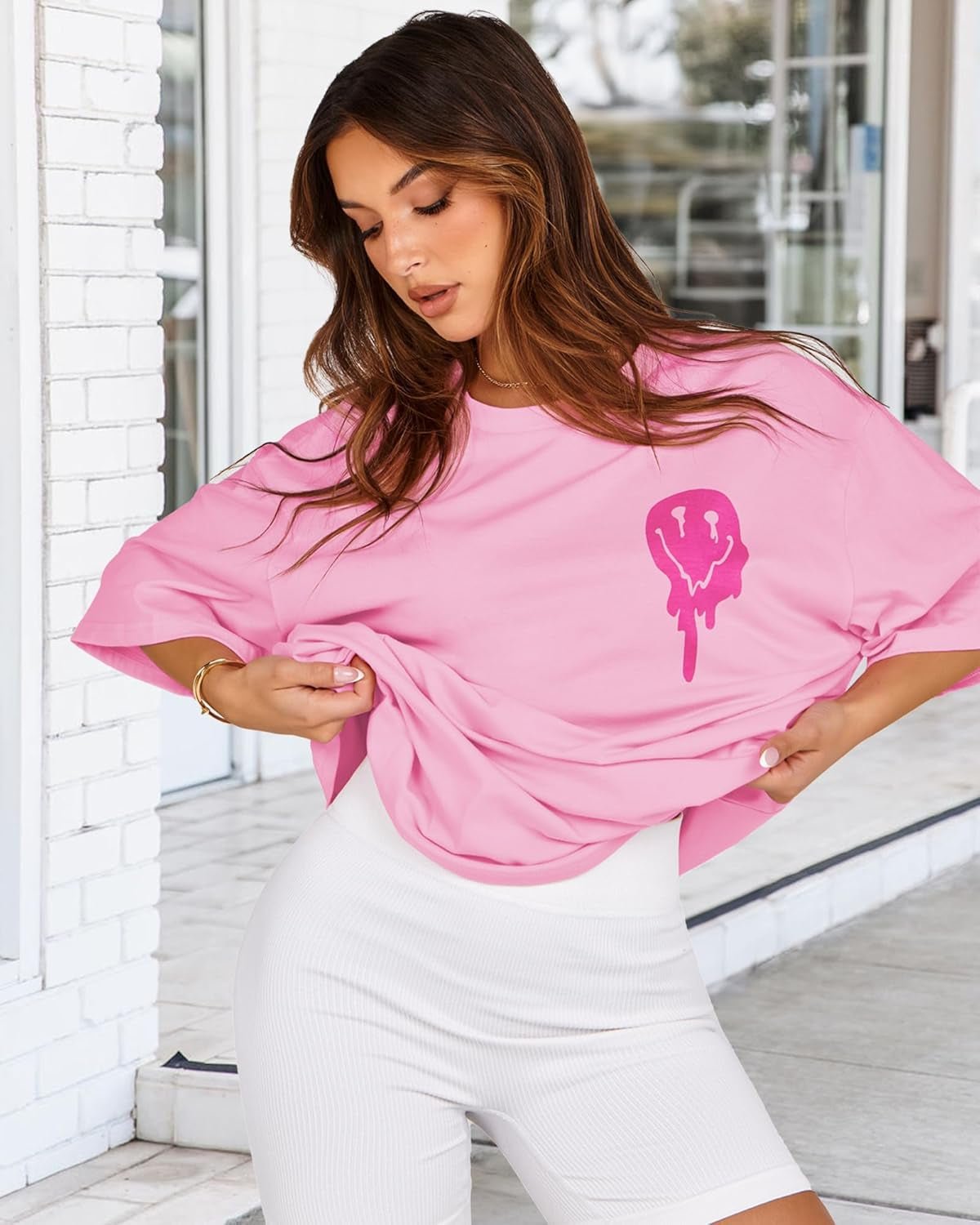 Womens Oversized Tshirt Graphic Tees Crew Neck Summer Short Sleeve Loose Fit Tops - Invictus Fashion Statements