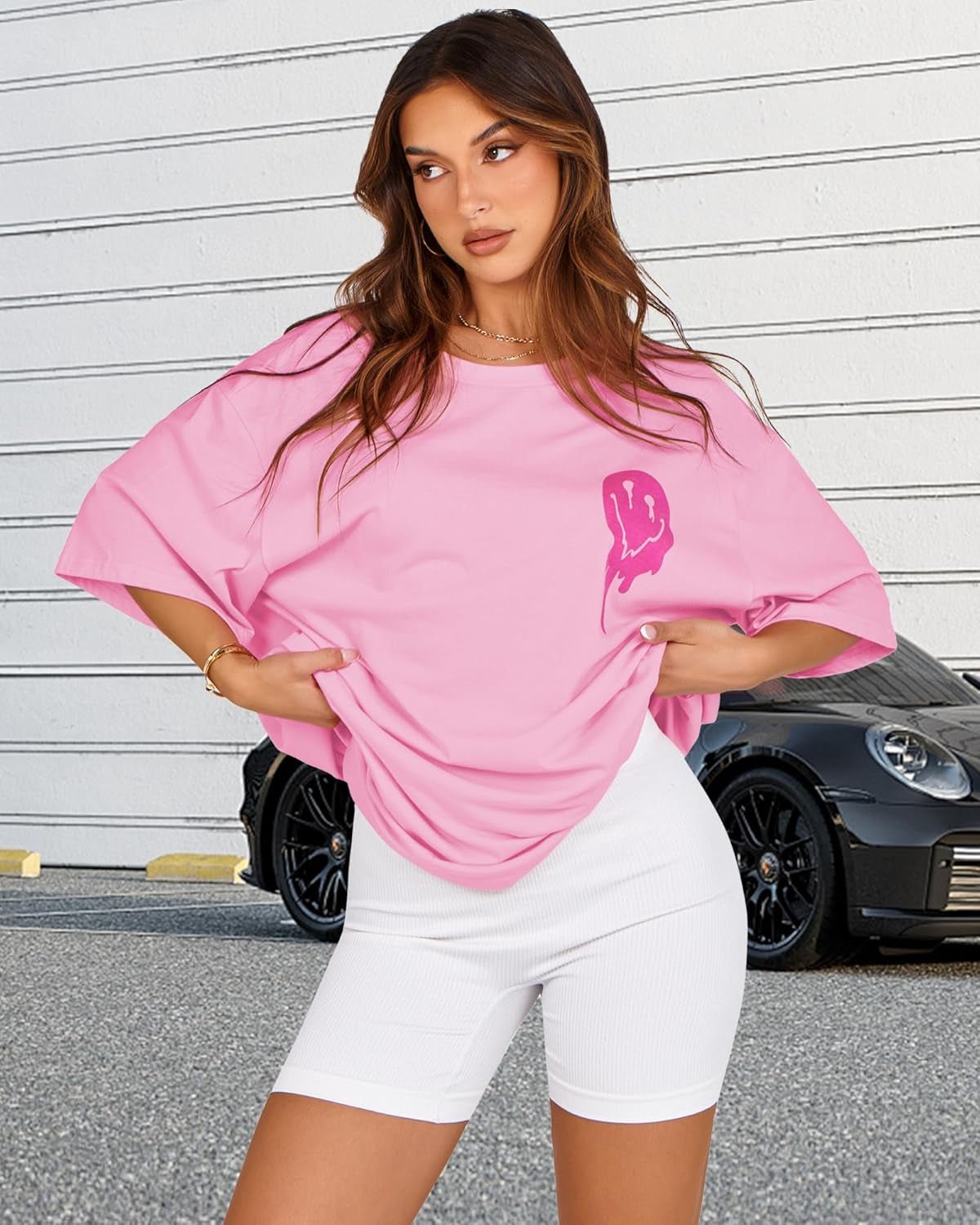 Womens Oversized Tshirt Graphic Tees Crew Neck Summer Short Sleeve Loose Fit Tops - Invictus Fashion Statements