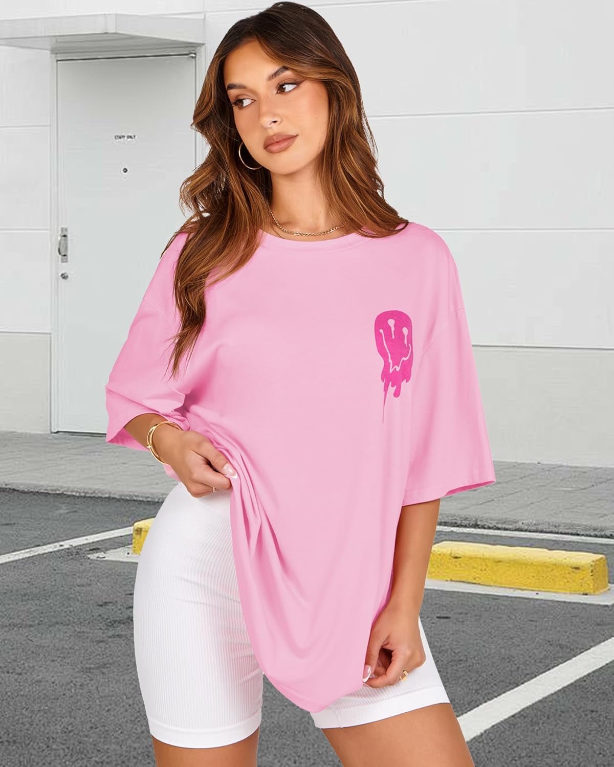 Womens Oversized Tshirt Graphic Tees Crew Neck Summer Short Sleeve Loose Fit Tops - Invictus Fashion Statements