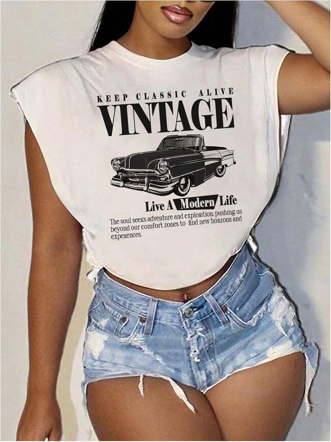 Women'S plus Size Letter Car Graphic Tees Short Sleeve Crew Neck Crop Tops Summer T Shirt - Invictus Fashion Statements