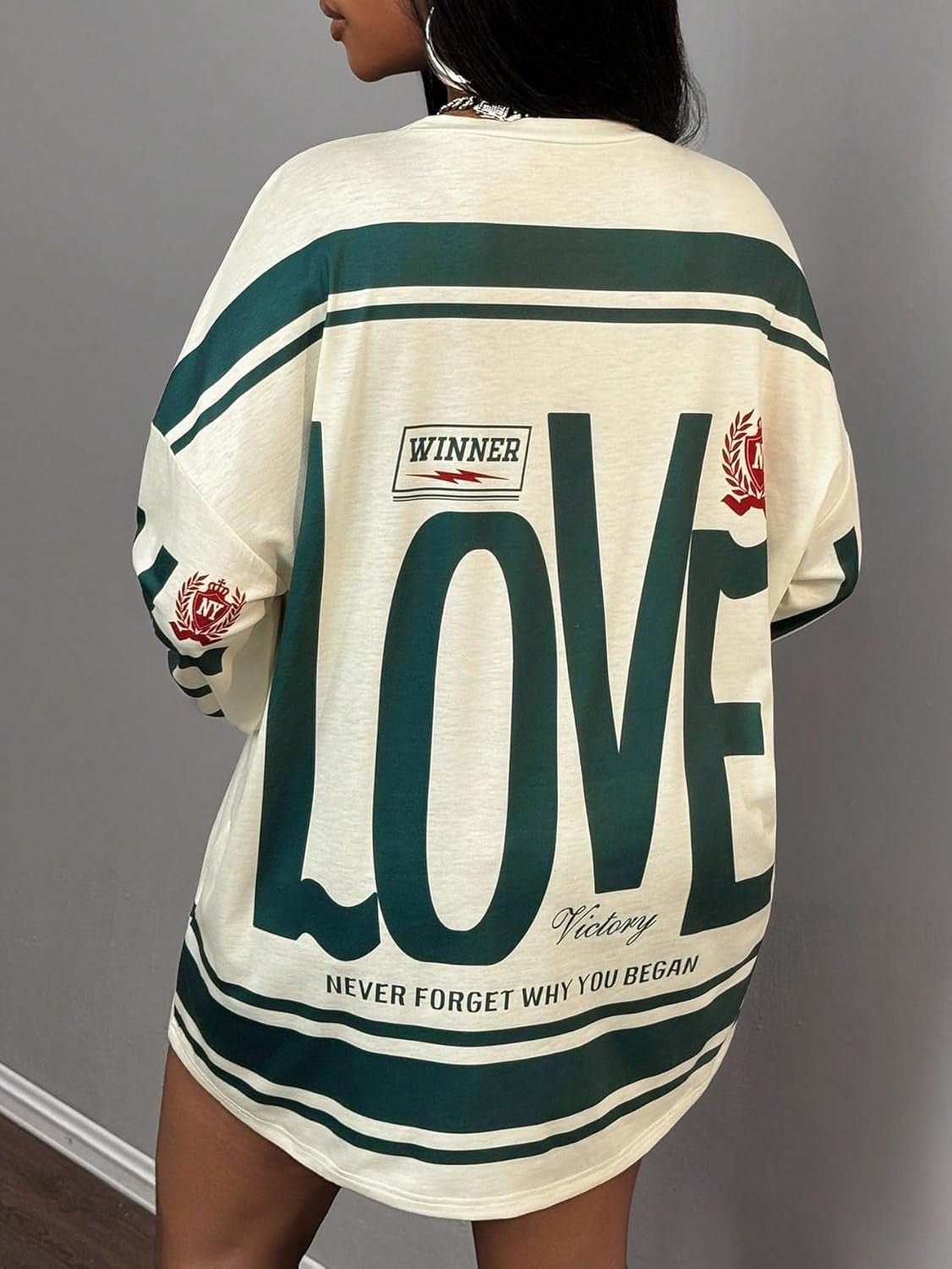 Women'S Retro Oversized T-Shirt Streetwear Long Sleeve Graphic Tees Printed Crewneck Tops - Invictus Fashion Statements