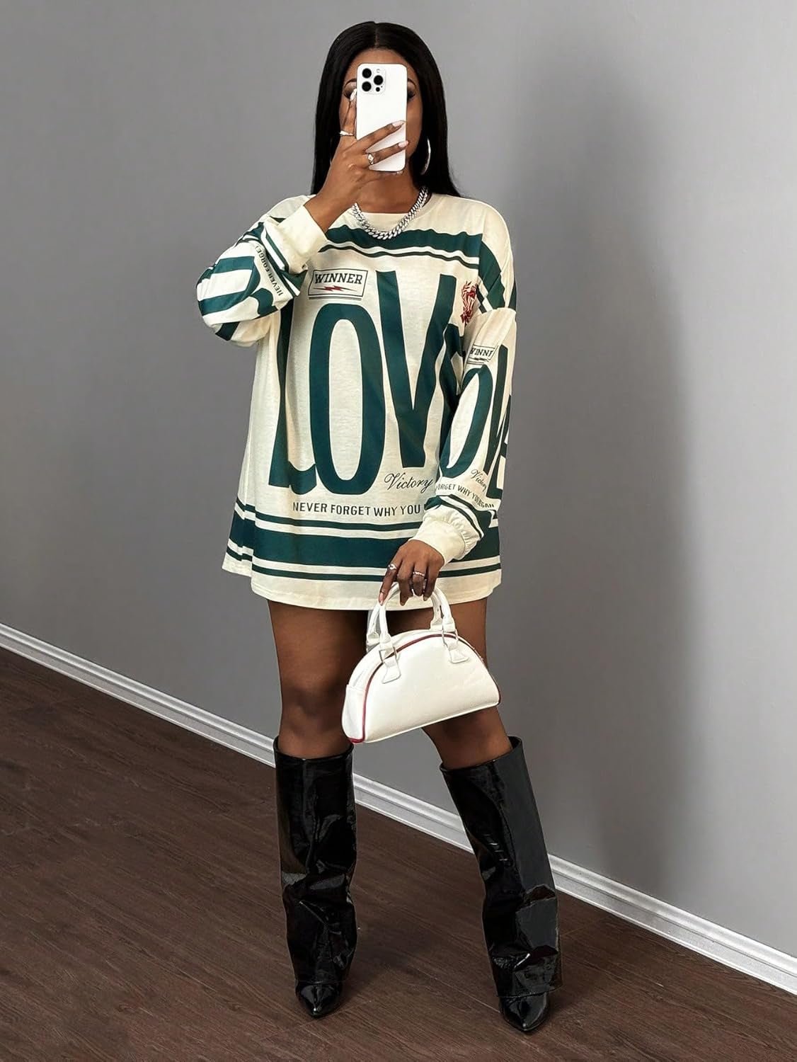 Women'S Retro Oversized T-Shirt Streetwear Long Sleeve Graphic Tees Printed Crewneck Tops - Invictus Fashion Statements