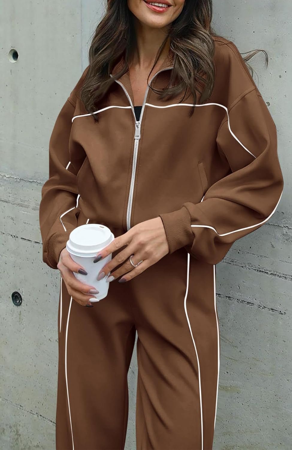 Women'S Two Piece Tracksuit Fall 2025 Long Sleeve Zip up Sweatshirt Long Pants Outfits Jogger Sweatsuit Sets - Invictus Fashion Statements