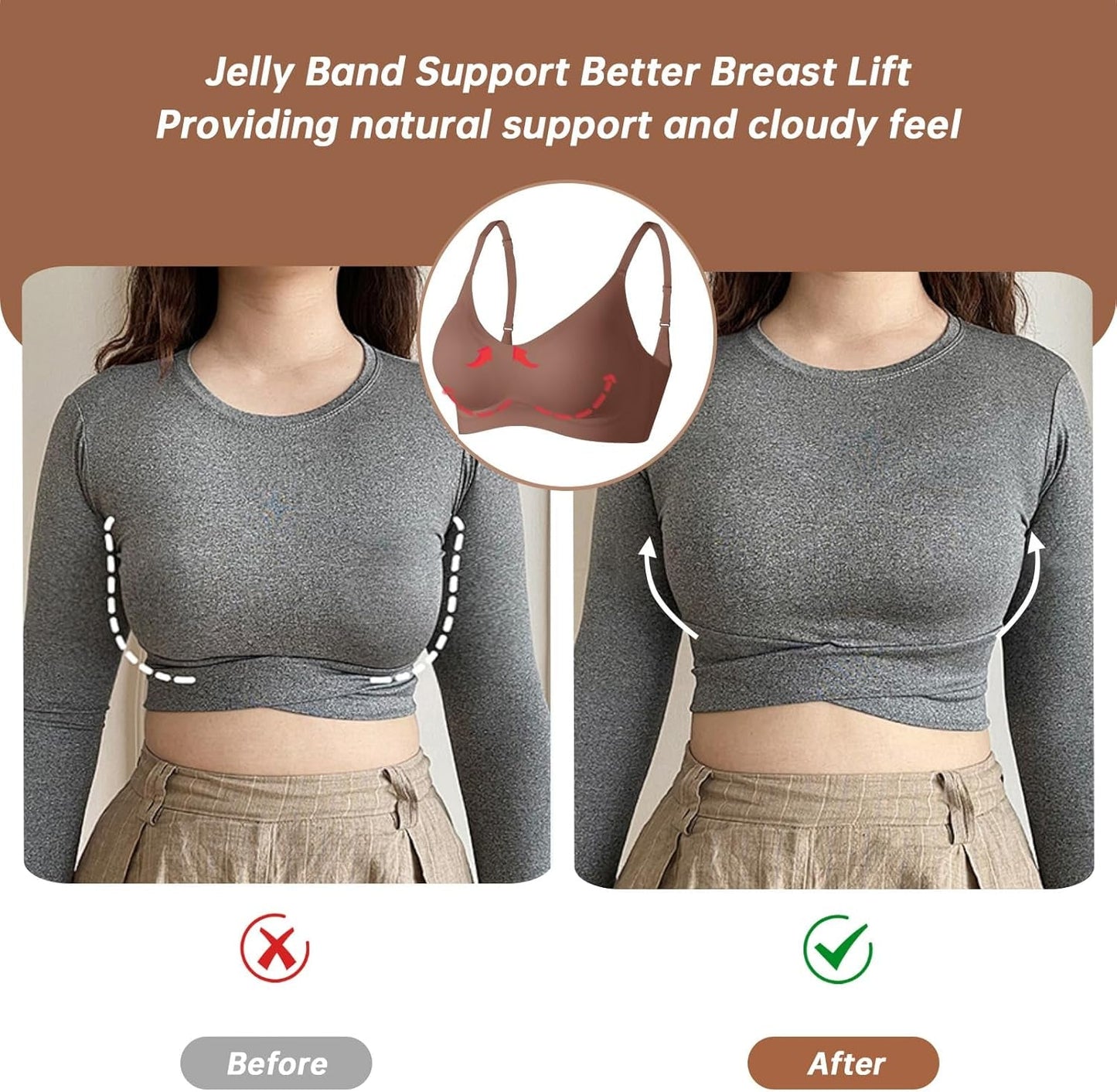 Womens Wireless Bras Comfortable Push up Bra No Underwire Bra Full Support Lift Bralette Everyday Seamless Tshirt Bras - Invictus Fashion Statements